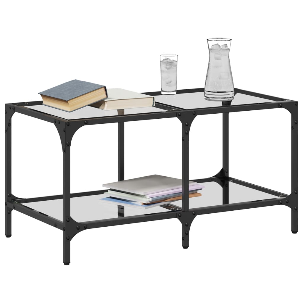 Table basse avec dessus en verre transparent 78,5x40x40cm acier Tables basses vidaXL   