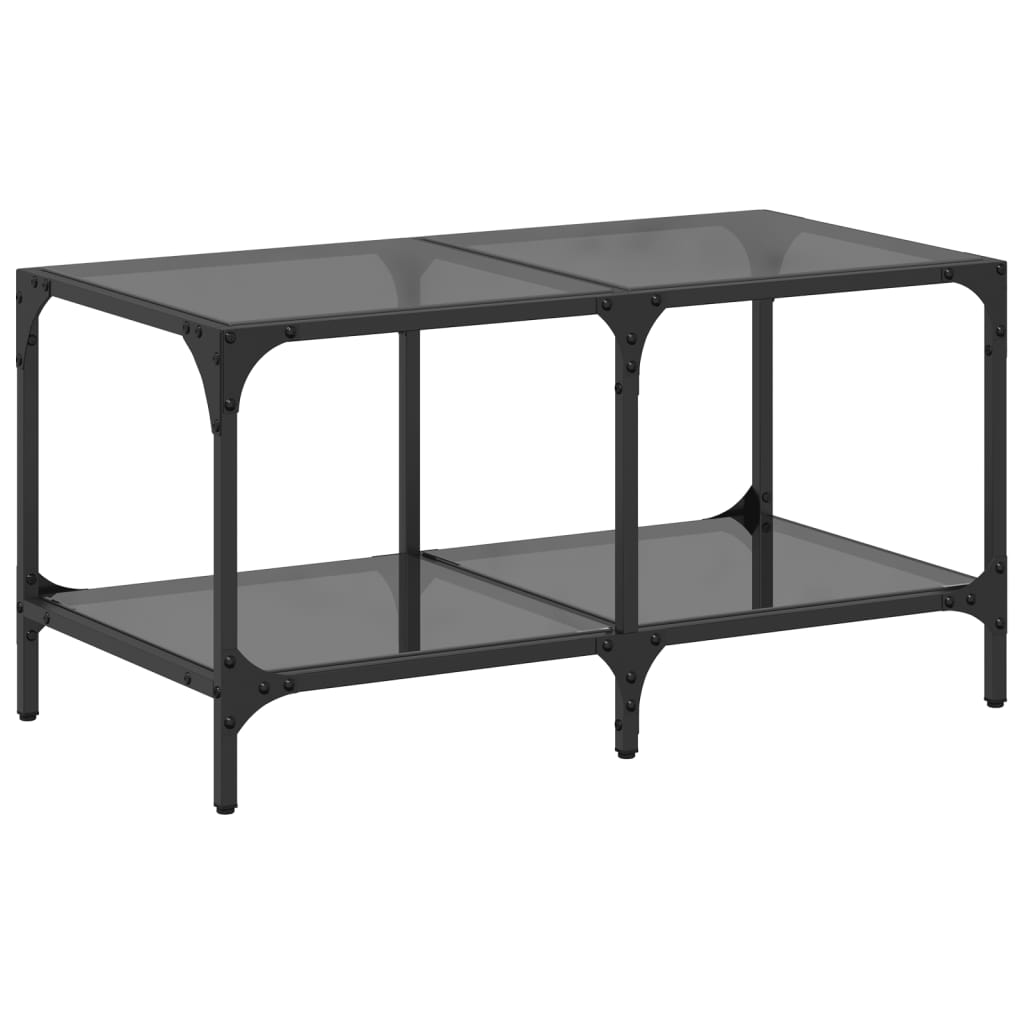 Table basse avec dessus en verre noir 78,5x40x40 cm acier Tables basses vidaXL   