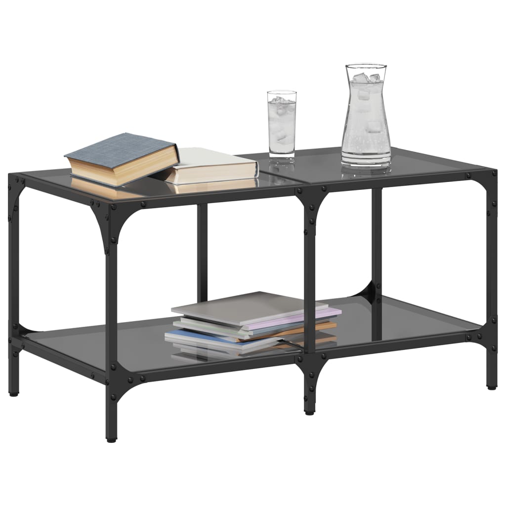 Table basse avec dessus en verre noir 78,5x40x40 cm acier Tables basses vidaXL   