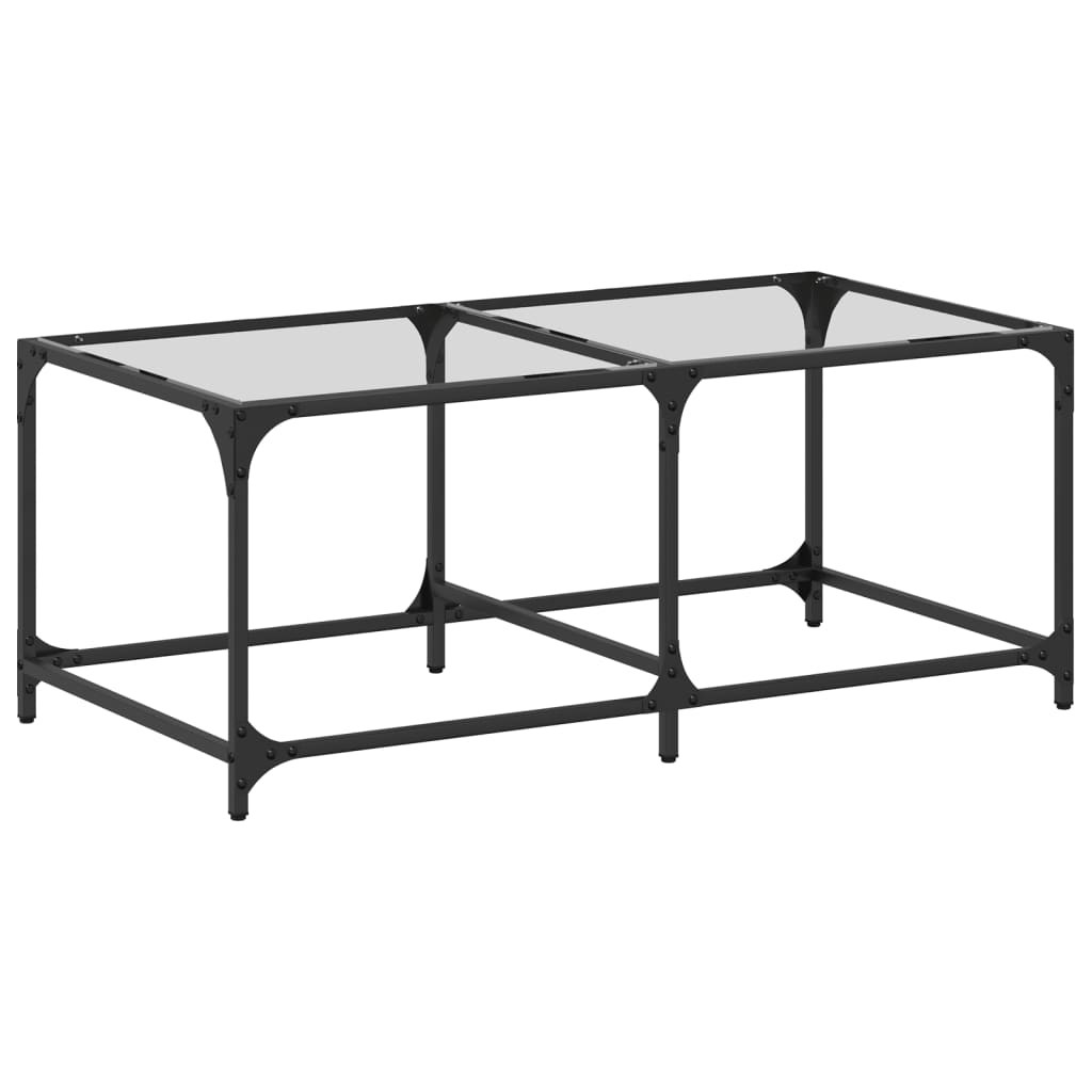 Table basse avec dessus en verre transparent 98,5x50x40cm acier Tables basses vidaXL   