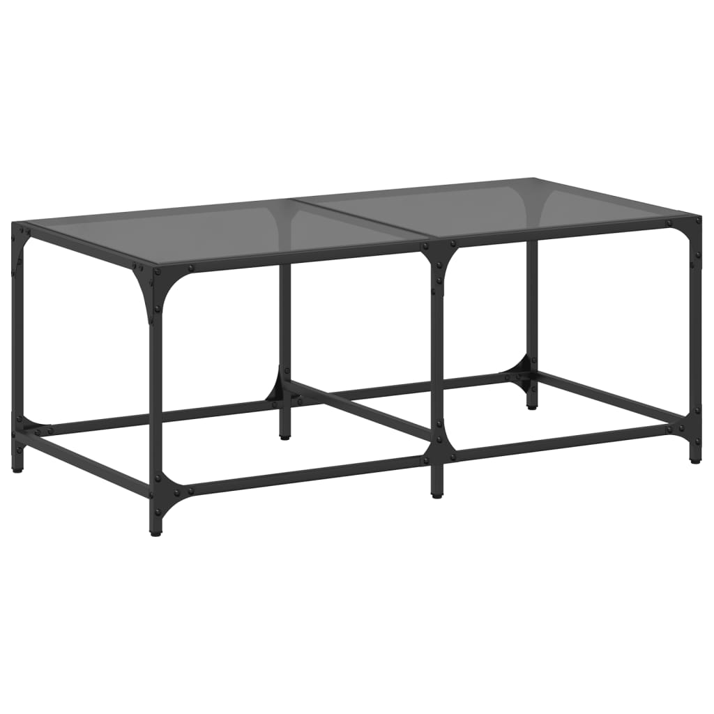 Table basse avec dessus en verre noir 98,5x50x40 cm acier Tables basses vidaXL   