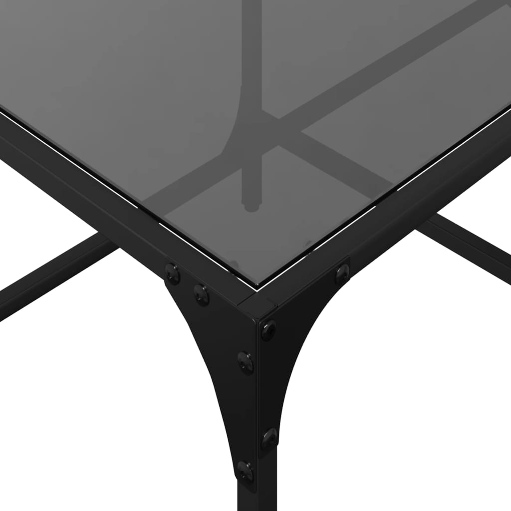 Table basse avec dessus en verre noir 98,5x50x40 cm acier Tables basses vidaXL   