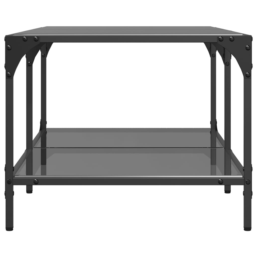 Table basse avec dessus en verre noir 98,5x50x40 cm acier Tables basses vidaXL   