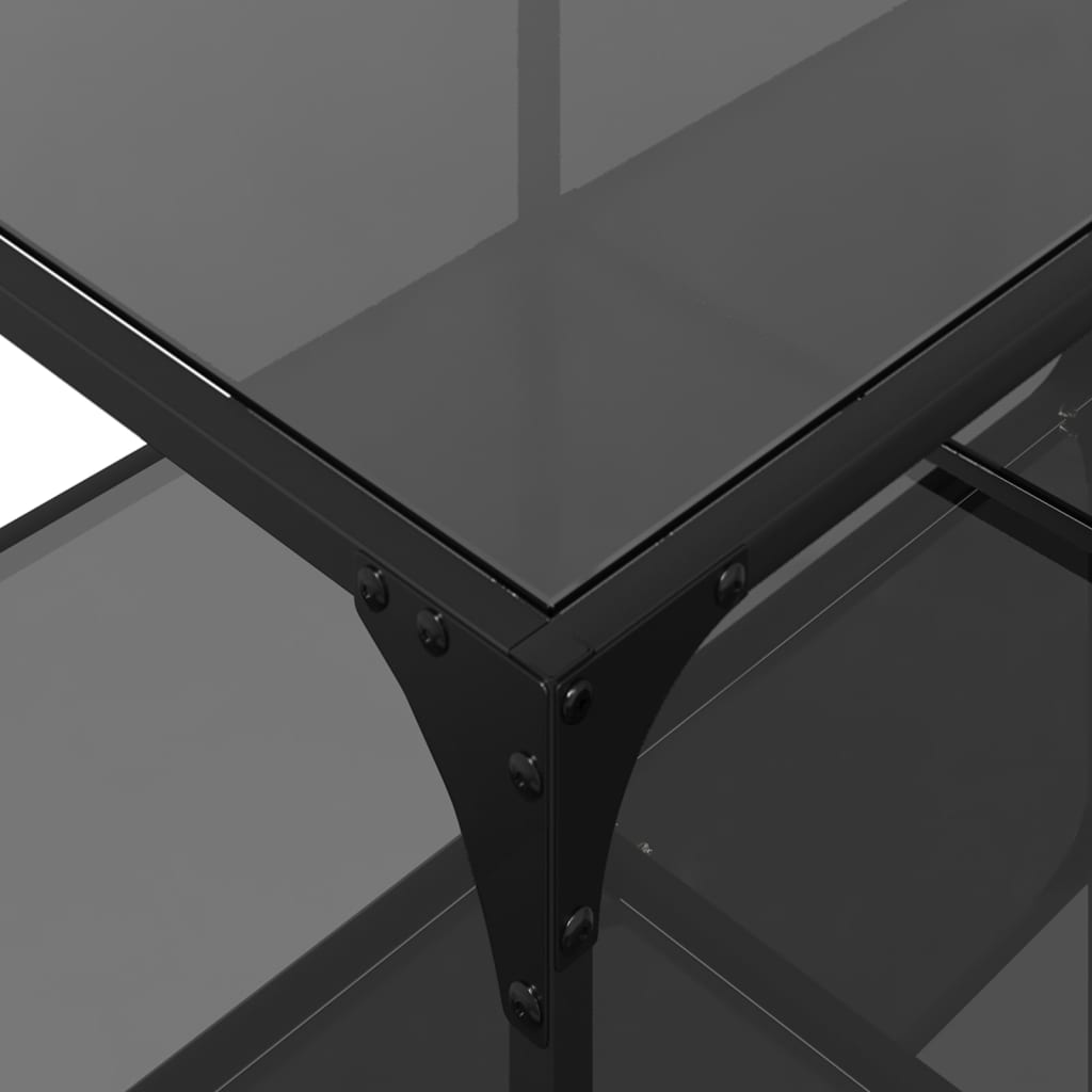 Table basse avec dessus en verre noir 98,5x50x40 cm acier Tables basses vidaXL   