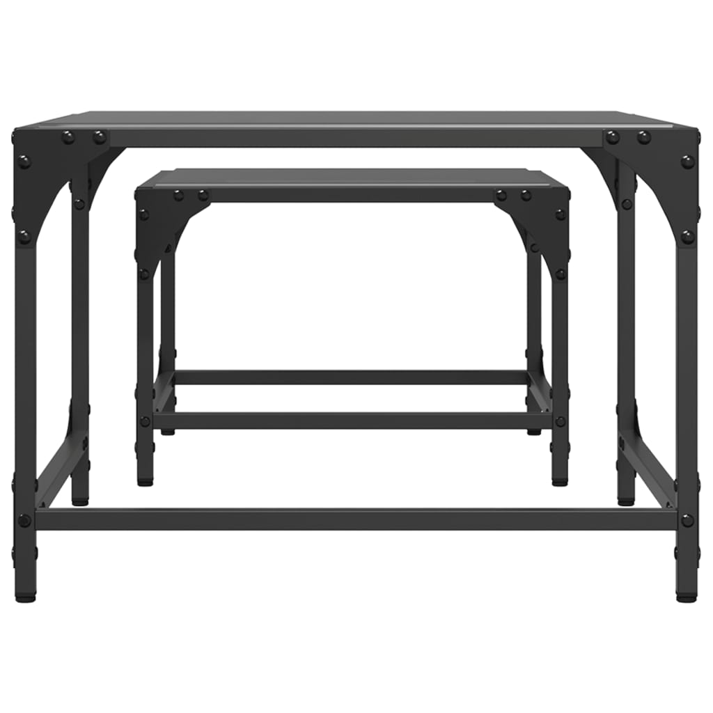 Tables basses gigognes 2 pcs dessus en verre noir acier Tables basses vidaXL   