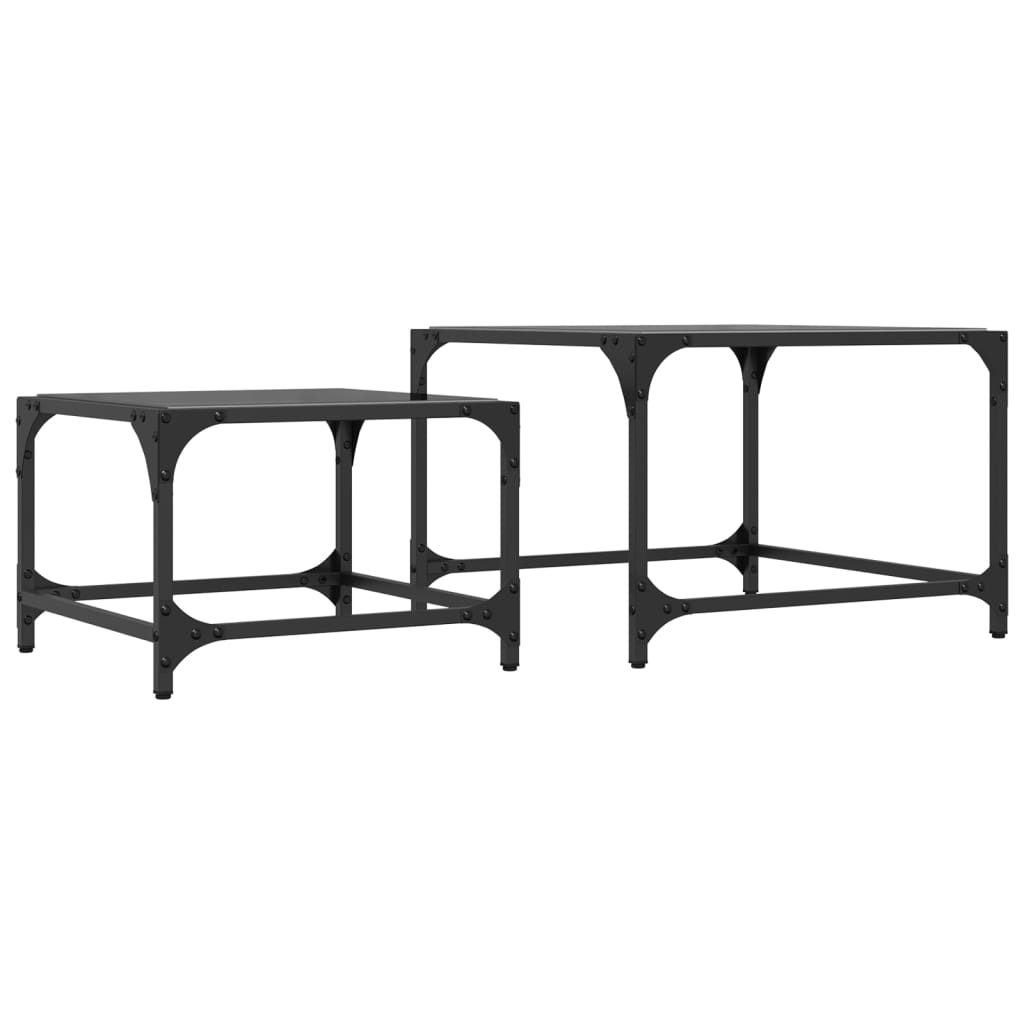 Tables basses gigognes 2 pcs dessus en verre noir acier Tables basses vidaXL   