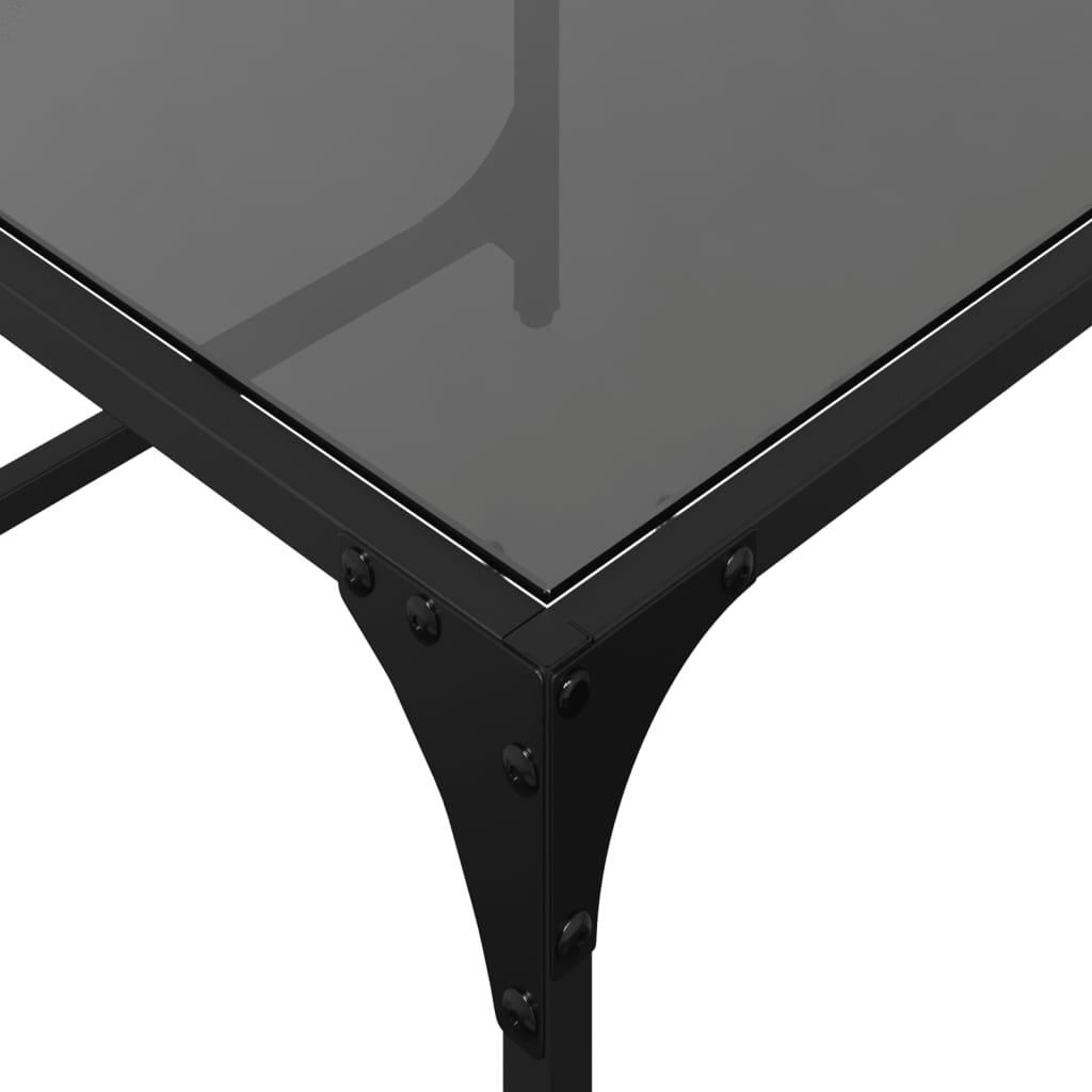 Tables basses gigognes 2 pcs dessus en verre noir acier Tables basses vidaXL   