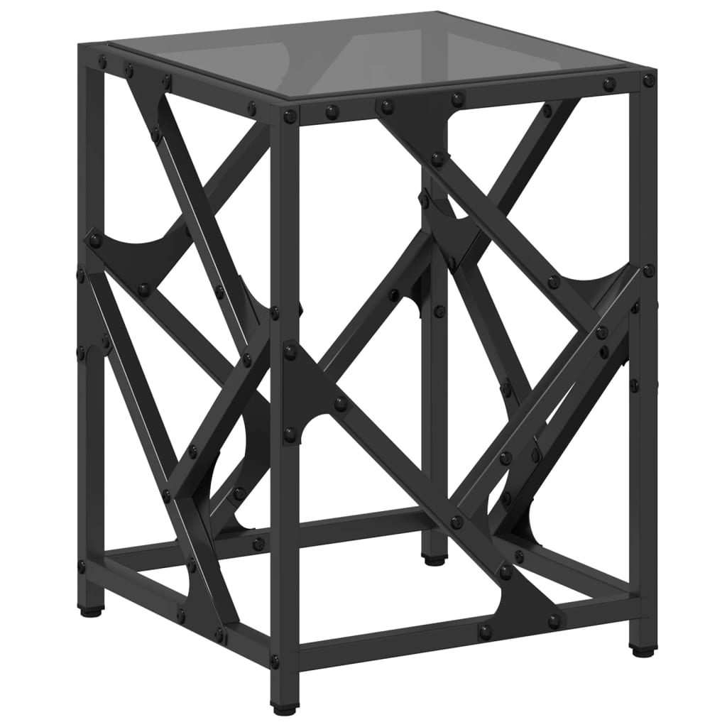 Table basse avec dessus en verre noir 30x30x41 cm acier Tables basses vidaXL   