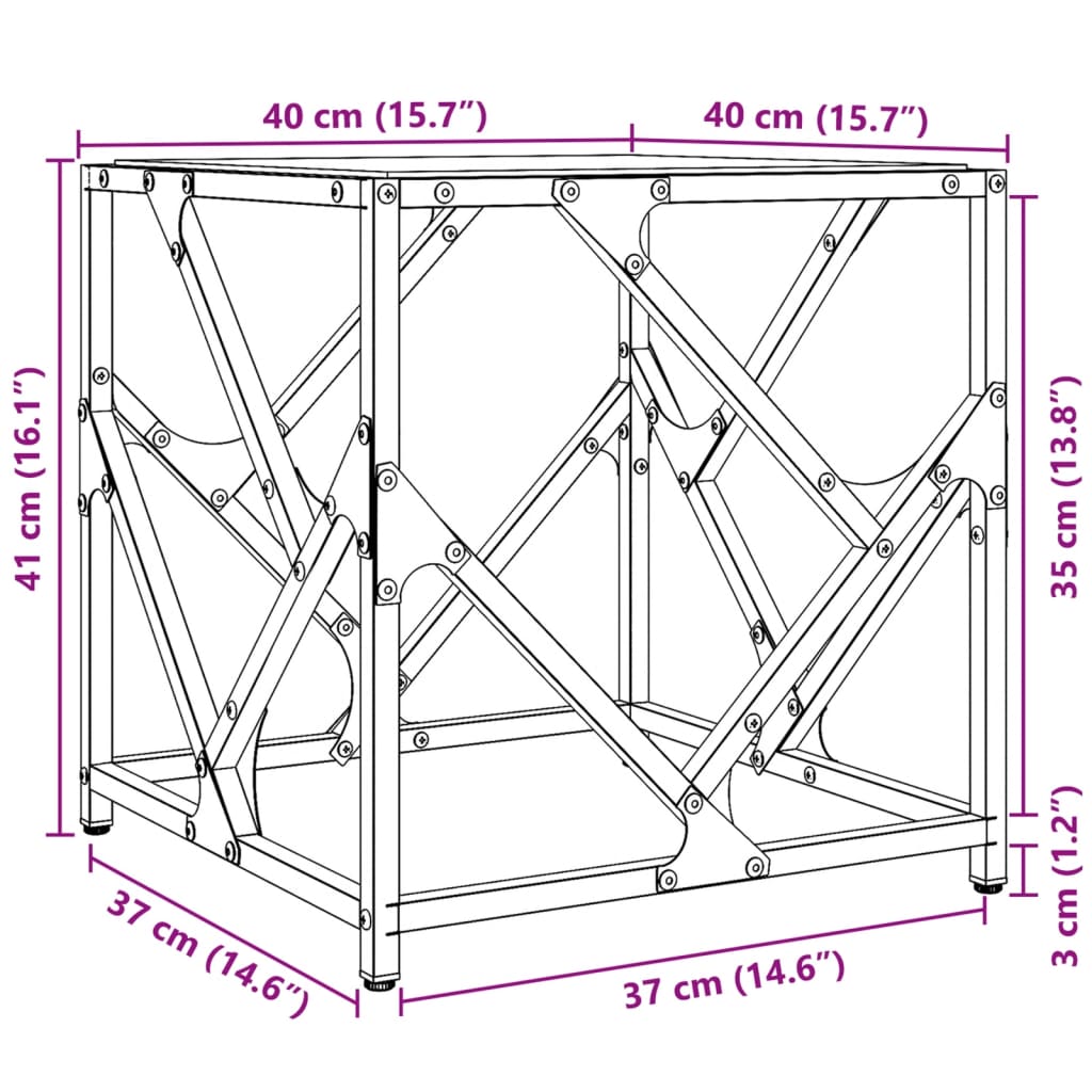 Table basse avec dessus en verre transparent 40x40x41 cm acier Tables basses vidaXL   