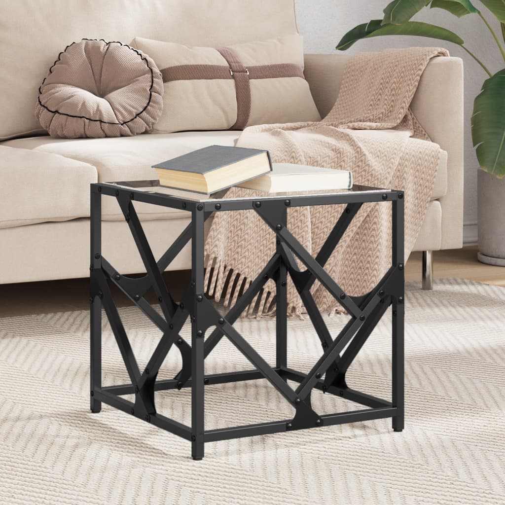 Table basse avec dessus en verre transparent 40x40x41 cm acier Tables basses vidaXL   