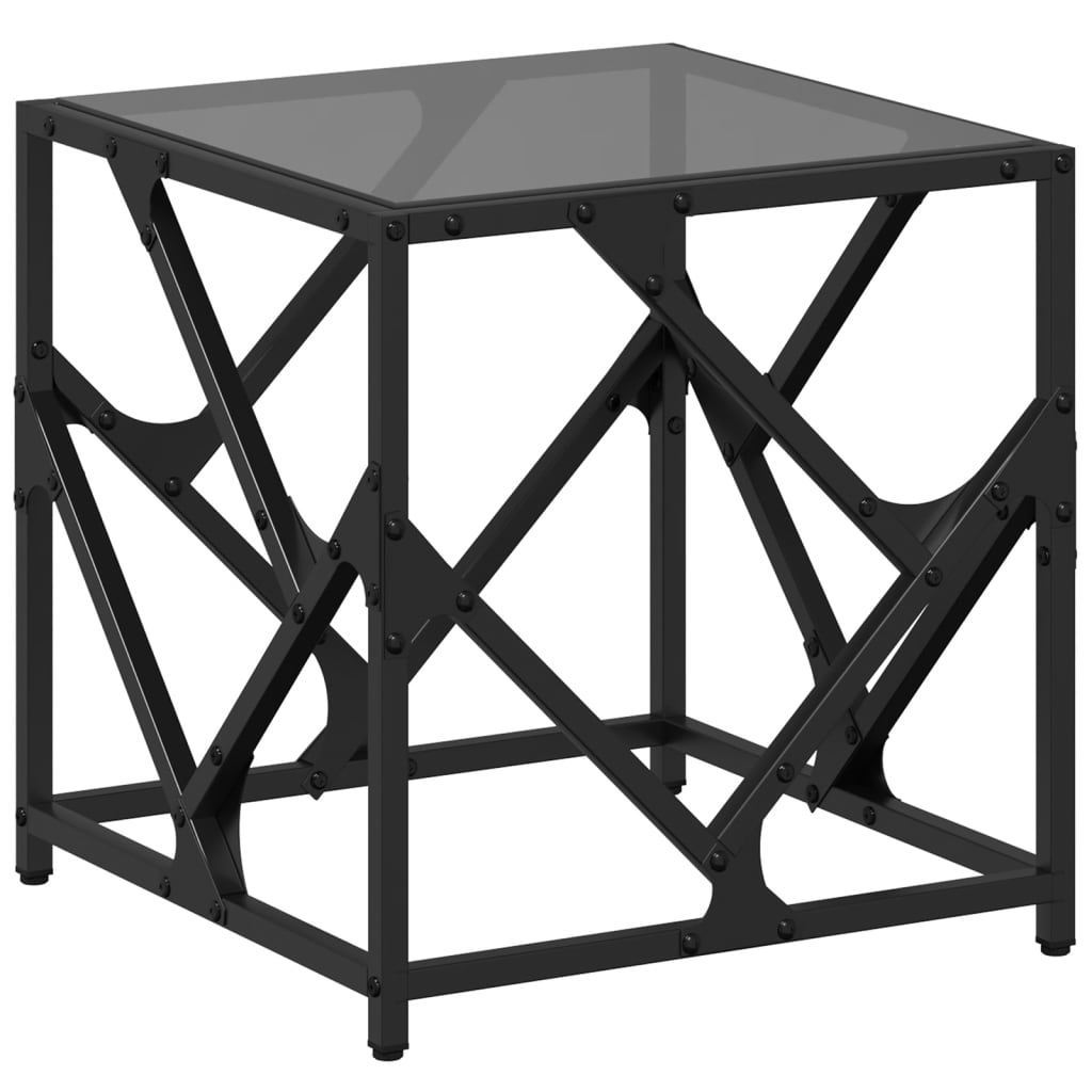 Table basse avec dessus en verre noir 40x40x41 cm acier Tables basses vidaXL   