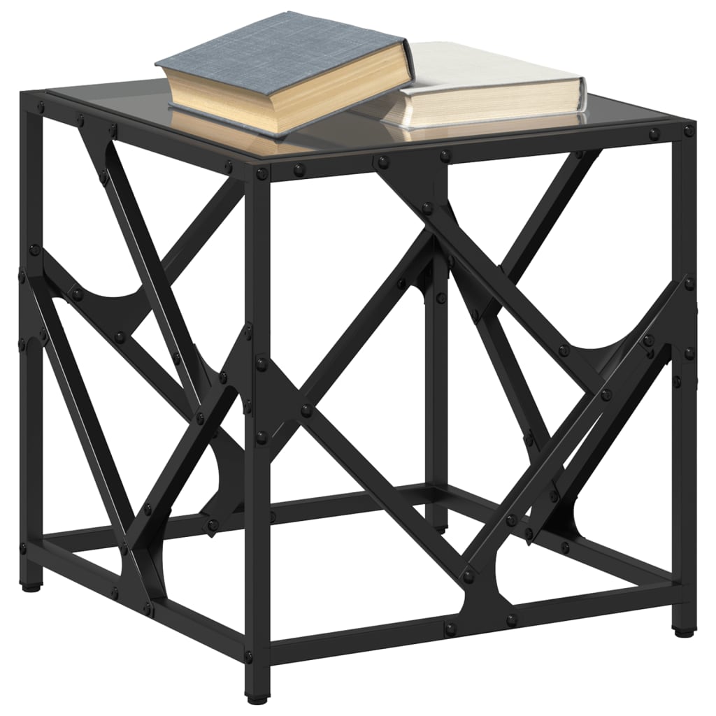 Table basse avec dessus en verre noir 40x40x41 cm acier Tables basses vidaXL   