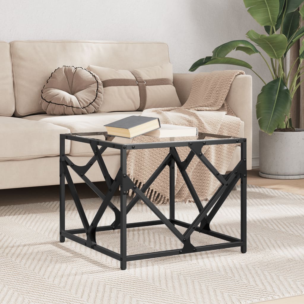 Table basse avec dessus en verre transparent 50x50x41 cm acier Tables basses vidaXL   