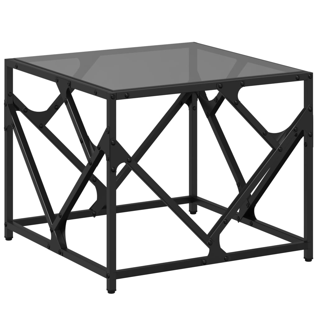 Table basse avec dessus en verre noir 50x50x41 cm acier Tables basses vidaXL   