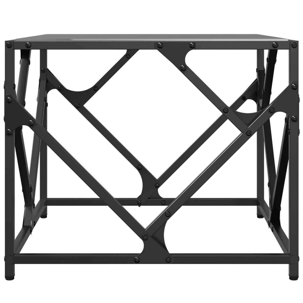 Table basse avec dessus en verre noir 50x50x41 cm acier Tables basses vidaXL   