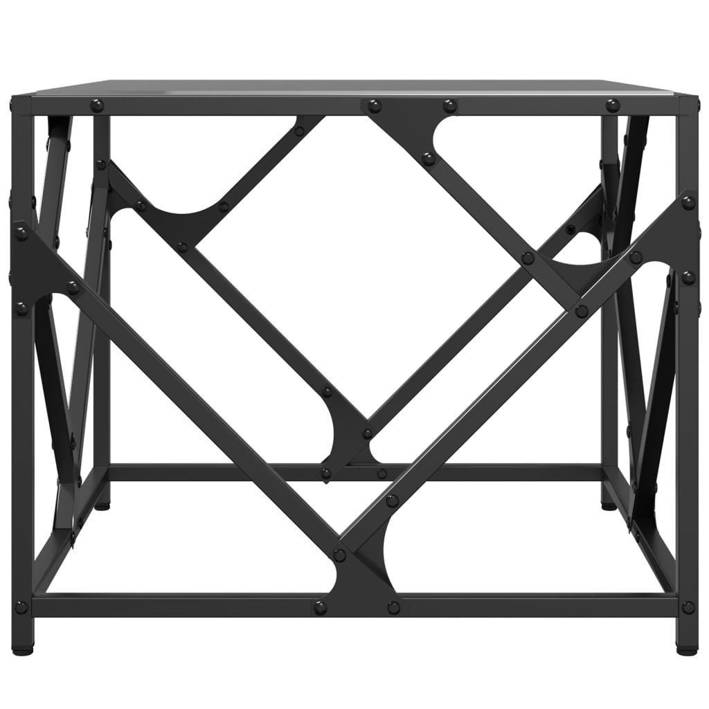 Table basse avec dessus en verre noir 50x50x41 cm acier Tables basses vidaXL   