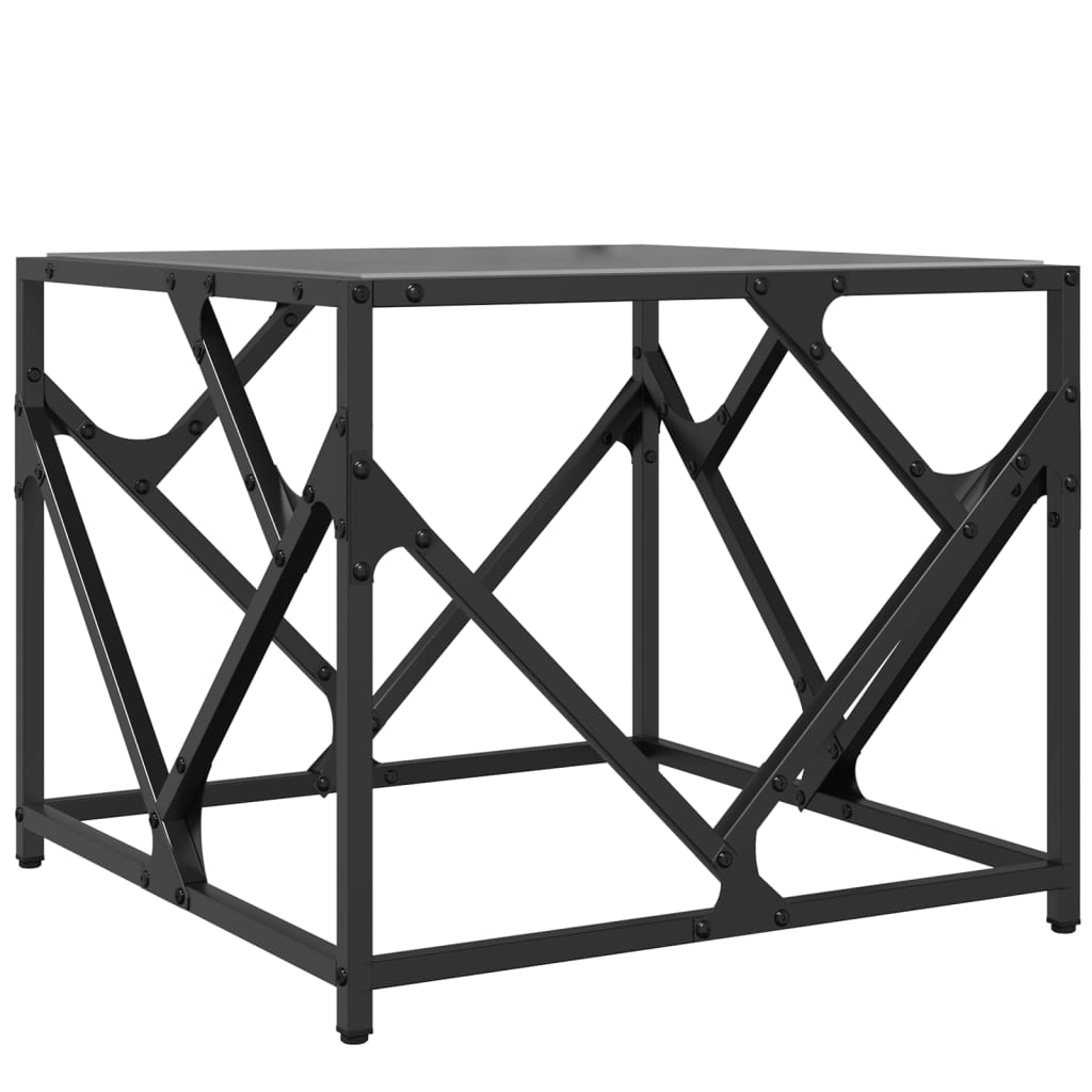 Table basse avec dessus en verre noir 50x50x41 cm acier Tables basses vidaXL   