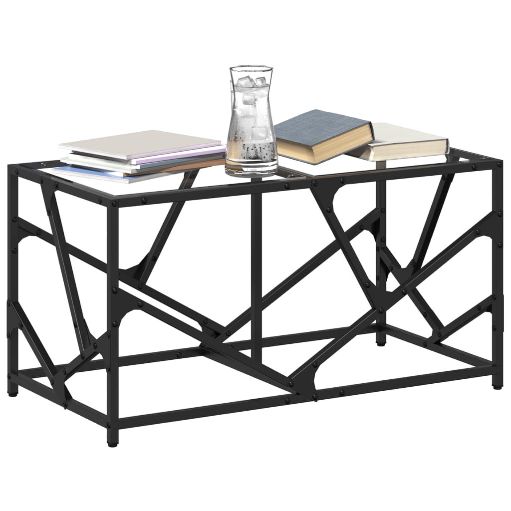 Table basse avec dessus en verre transparent 78,5x40x41cm acier Tables basses vidaXL   