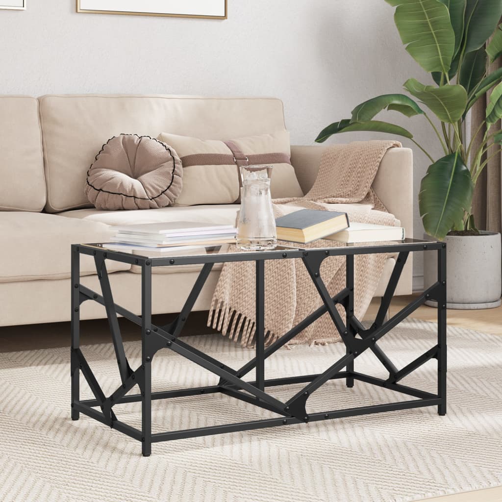 Table basse avec dessus en verre transparent 78,5x40x41cm acier Tables basses vidaXL   