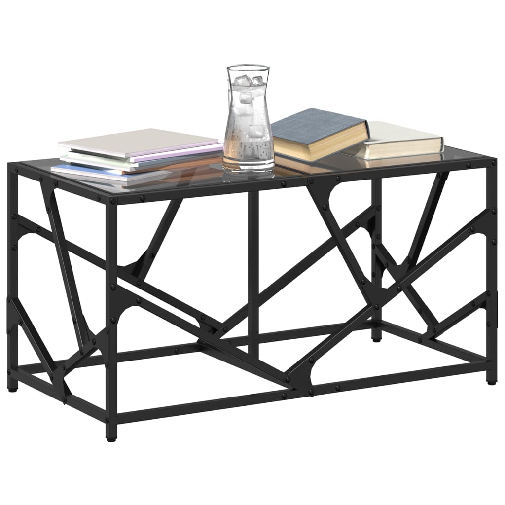 Table basse avec dessus en verre noir 78,5x40x41 cm acier Tables basses vidaXL   