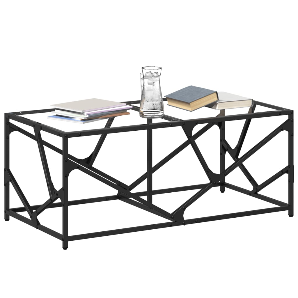 Table basse avec dessus en verre transparent 98,5x50x41cm acier Tables basses vidaXL   