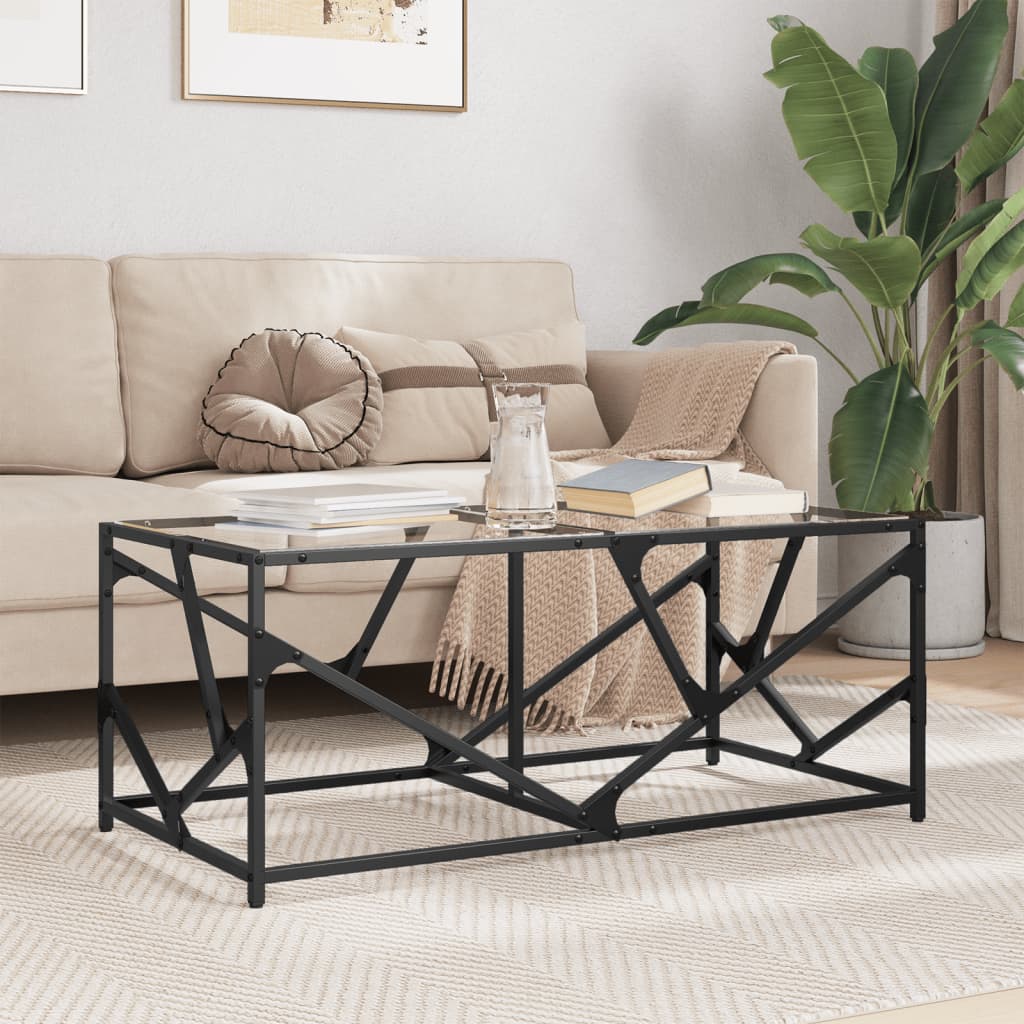 Table basse avec dessus en verre transparent 98,5x50x41cm acier Tables basses vidaXL   