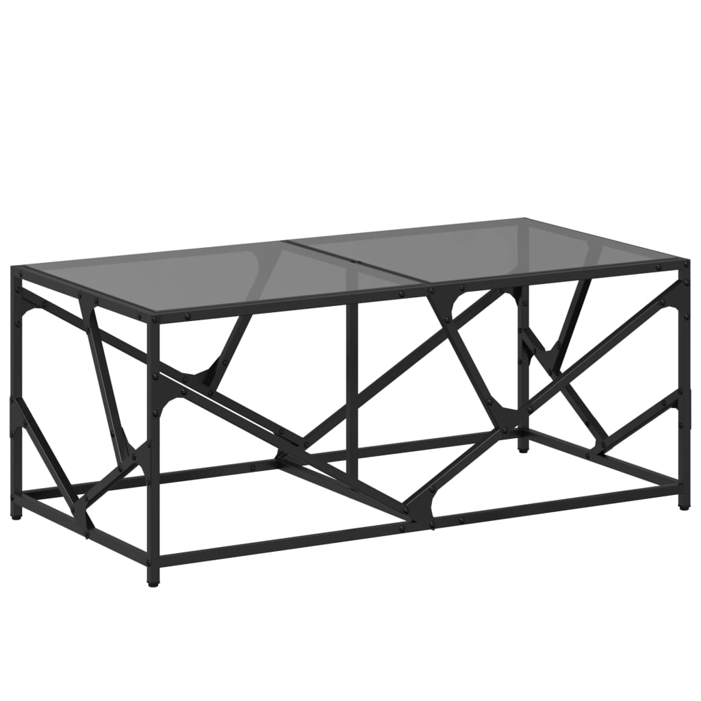 Table basse avec dessus en verre noir 98,5x50x41 cm acier Tables basses vidaXL   