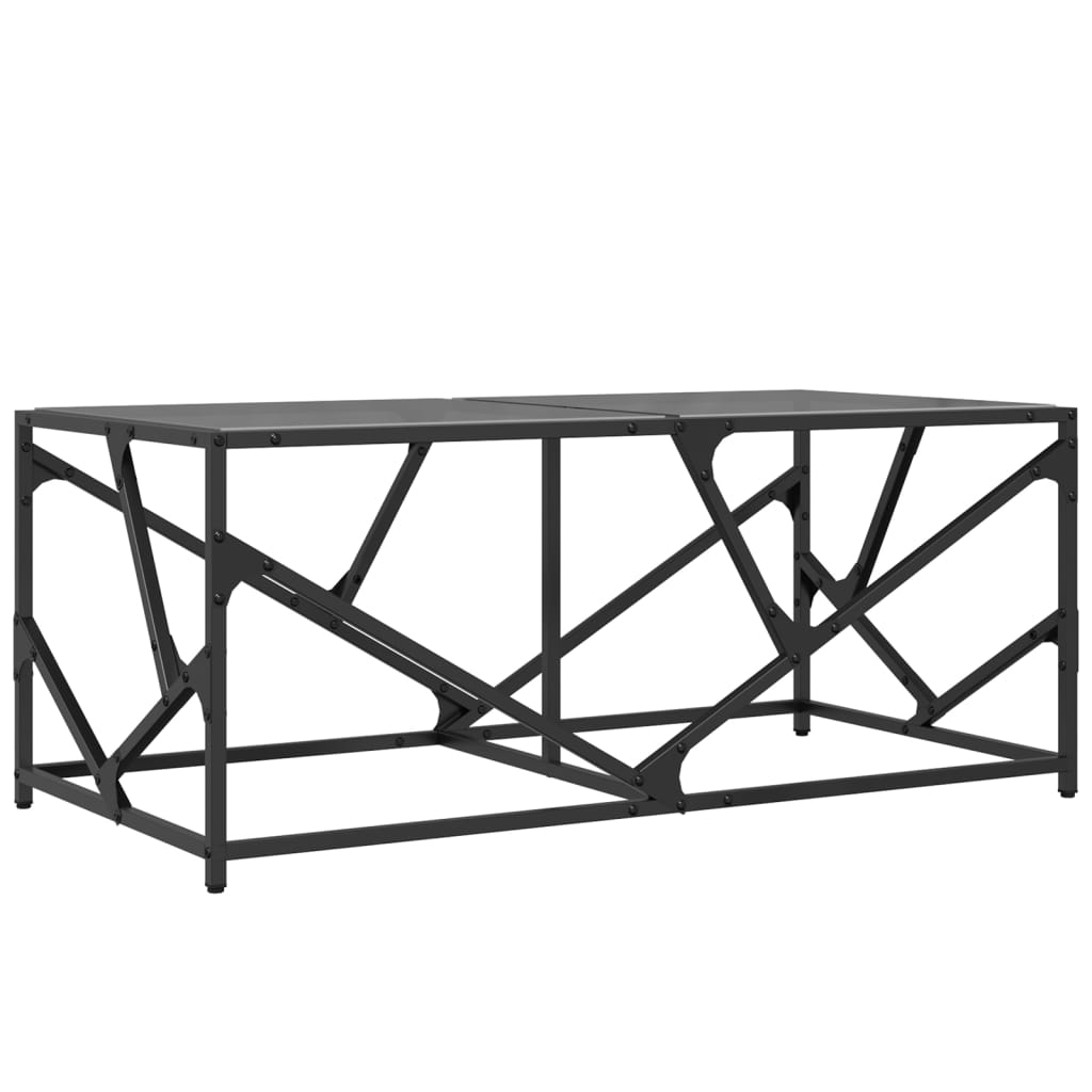 Table basse avec dessus en verre noir 98,5x50x41 cm acier Tables basses vidaXL   