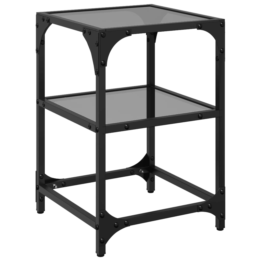 Table basse avec dessus en verre noir 30x30x45 cm acier Tables basses vidaXL   