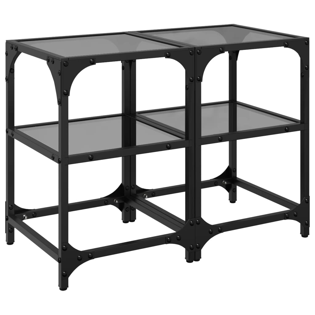 Tables basses avec dessus en verre noir 2 pcs 30x30x45 cm acier Tables basses vidaXL   