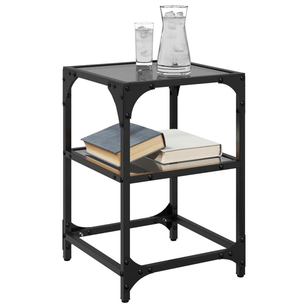 Tables basses avec dessus en verre noir 2 pcs 30x30x45 cm acier Tables basses vidaXL   