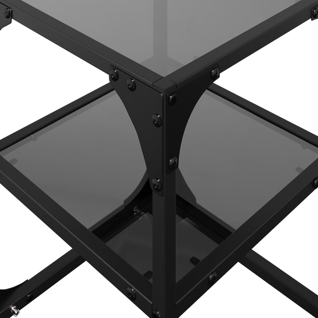 Tables basses avec dessus en verre noir 2 pcs 30x30x45 cm acier Tables basses vidaXL   