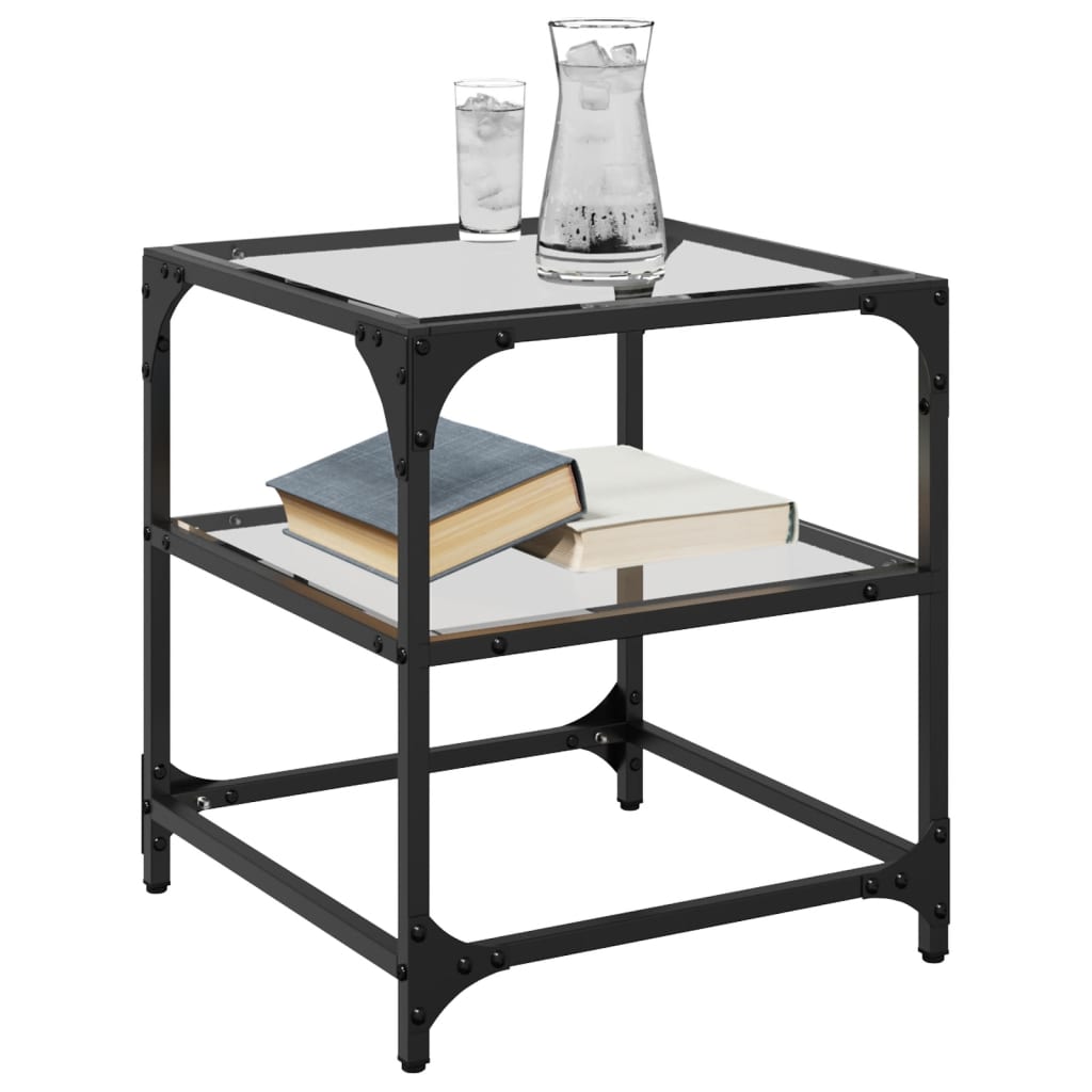 Table basse avec dessus en verre transparent 40x40x45 cm acier Tables basses vidaXL   