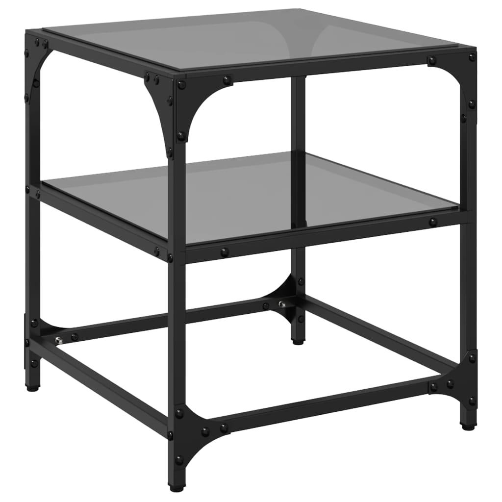 Table basse avec dessus en verre noir 40x40x45 cm acier Tables basses vidaXL   