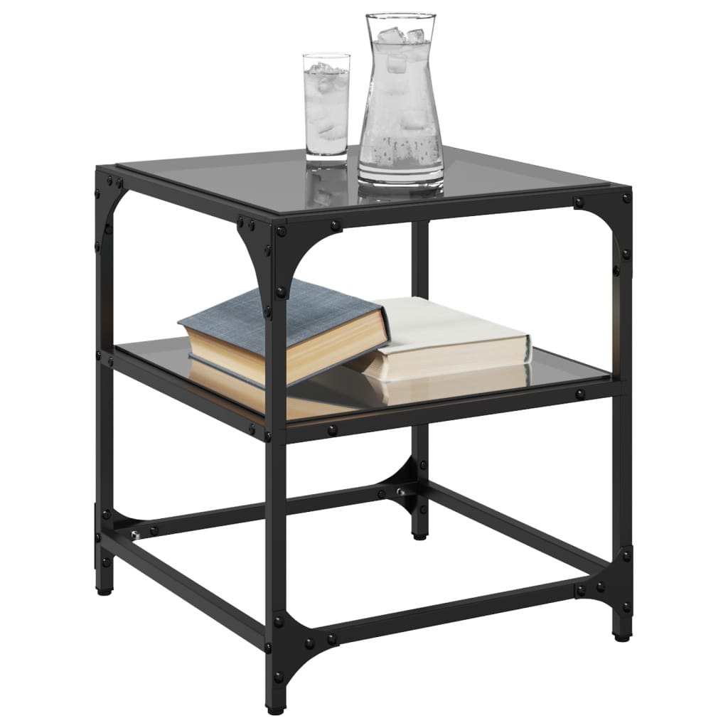 Table basse avec dessus en verre noir 40x40x45 cm acier Tables basses vidaXL   