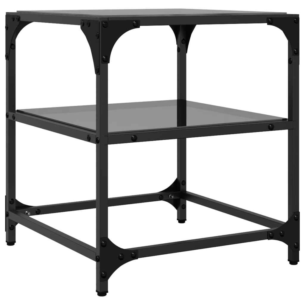 Tables basses avec dessus en verre noir 2 pcs 40x40x45 cm acier Tables basses vidaXL   