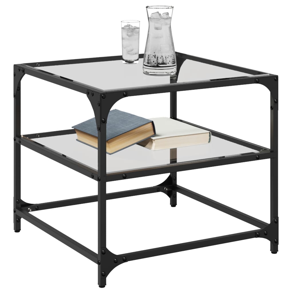 Table basse avec dessus en verre transparent 50x50x45 cm acier Tables basses vidaXL   