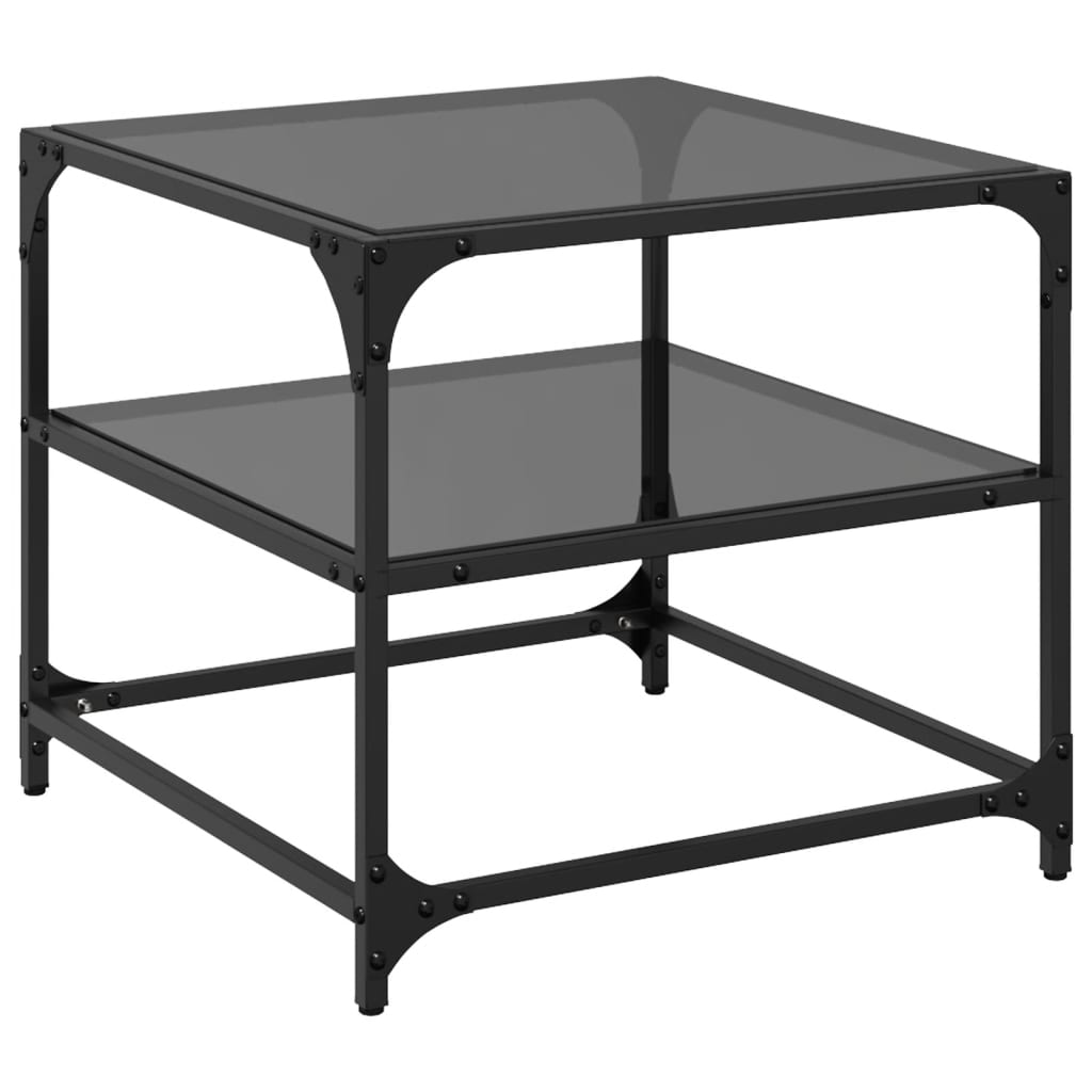 Tables basses avec dessus en verre noir 2 pcs 50x50x45 cm acier Tables basses vidaXL   