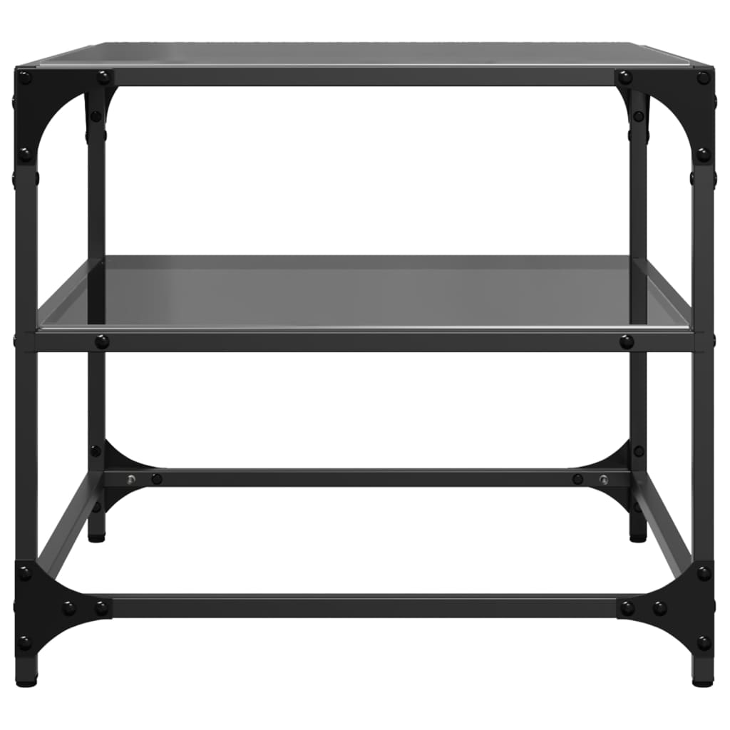 Tables basses avec dessus en verre noir 2 pcs 50x50x45 cm acier Tables basses vidaXL   