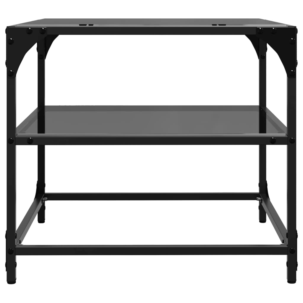 Tables basses avec dessus en verre noir 2 pcs 50x50x45 cm acier Tables basses vidaXL   