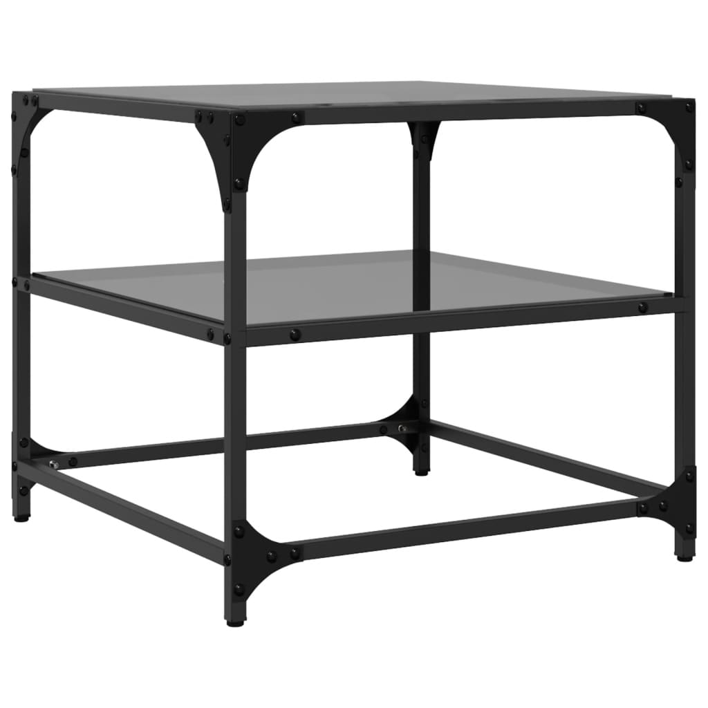 Tables basses avec dessus en verre noir 2 pcs 50x50x45 cm acier Tables basses vidaXL   