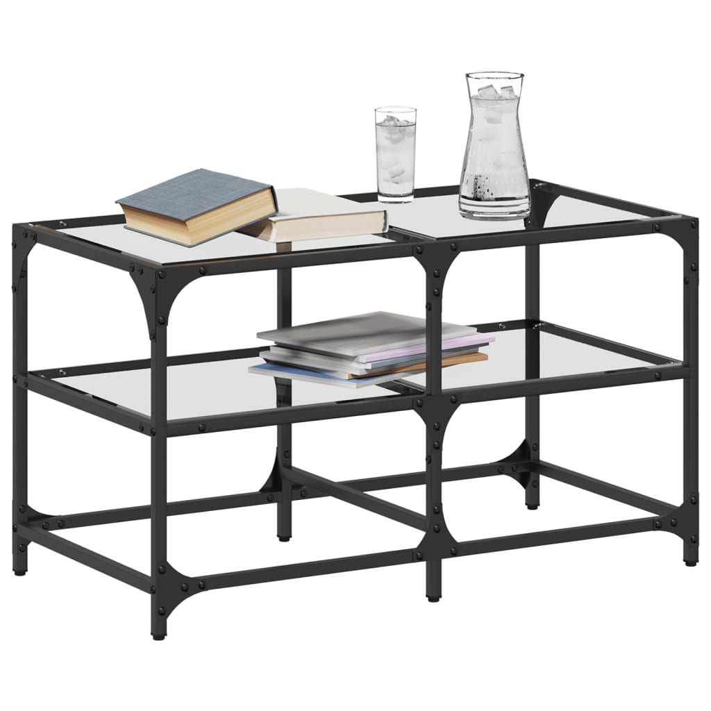 Table basse avec dessus en verre transparent 78,5x40x45cm acier Tables basses vidaXL   