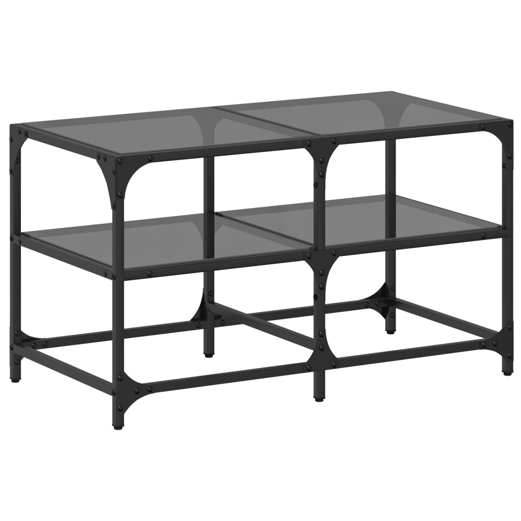 Table basse avec dessus en verre noir 78,5x40x45 cm acier Tables basses vidaXL   