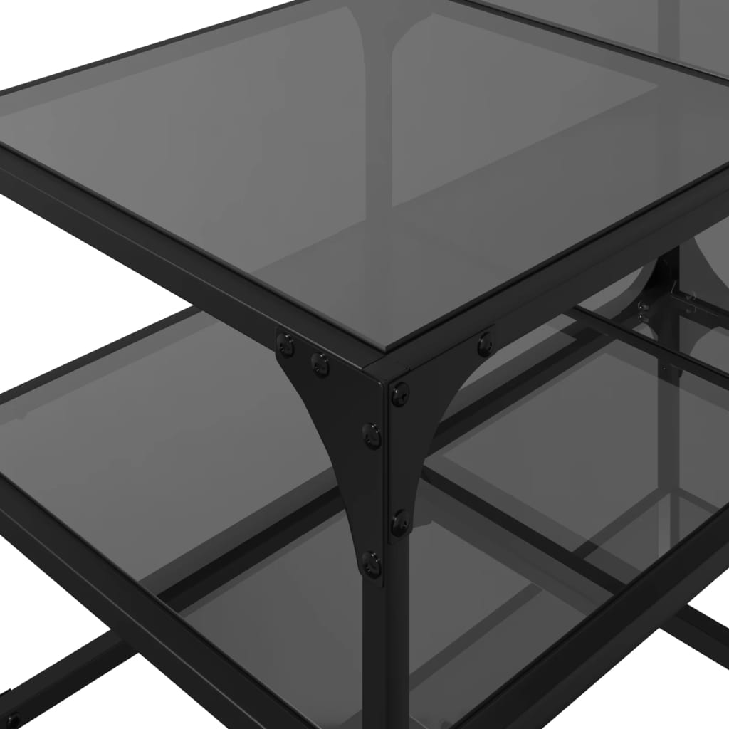 Table basse avec dessus en verre noir 78,5x40x45 cm acier Tables basses vidaXL   