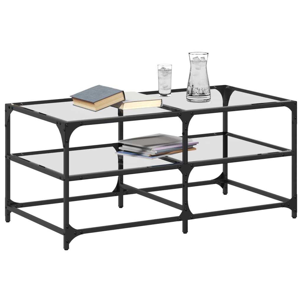 Table basse avec dessus en verre transparent 98,5x50x45cm acier Tables basses vidaXL   