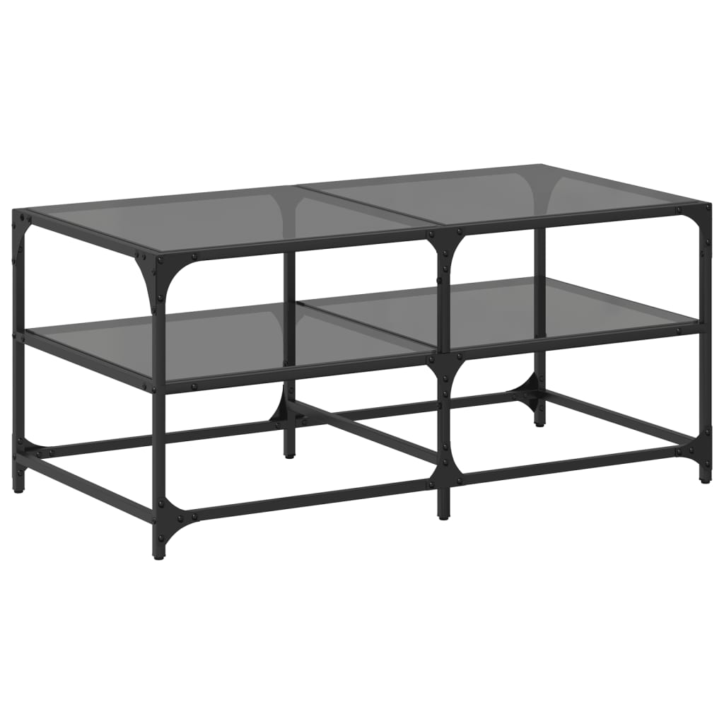 Table basse avec dessus en verre noir 98,5x50x45 cm acier Tables basses vidaXL   