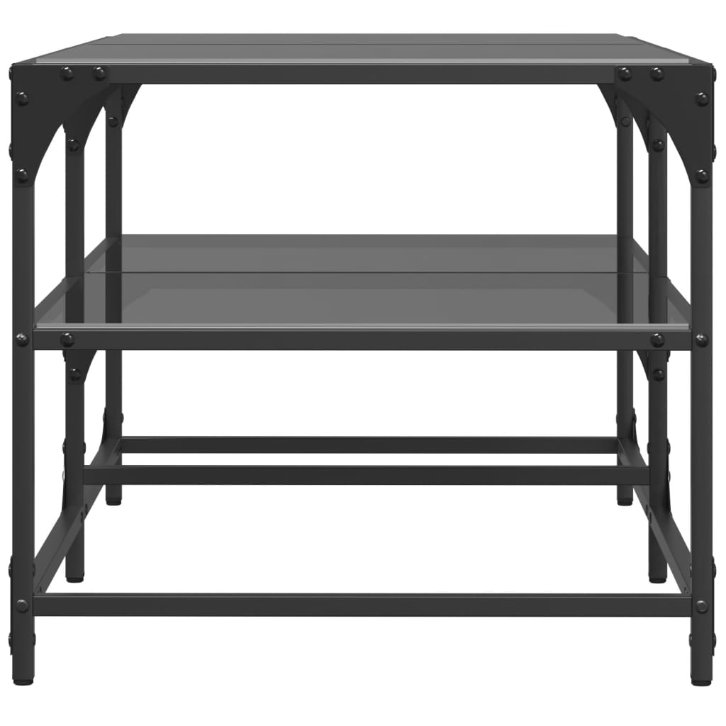 Table basse avec dessus en verre noir 98,5x50x45 cm acier Tables basses vidaXL   