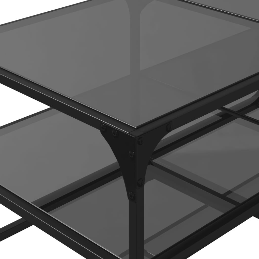 Table basse avec dessus en verre noir 98,5x50x45 cm acier Tables basses vidaXL   