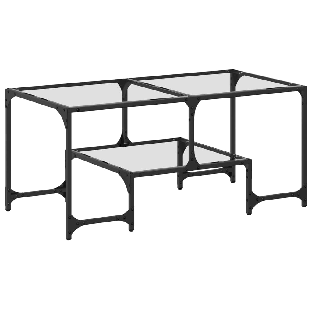 Table basse avec dessus en verre transparent 98,5x50x45cm acier Tables basses vidaXL   