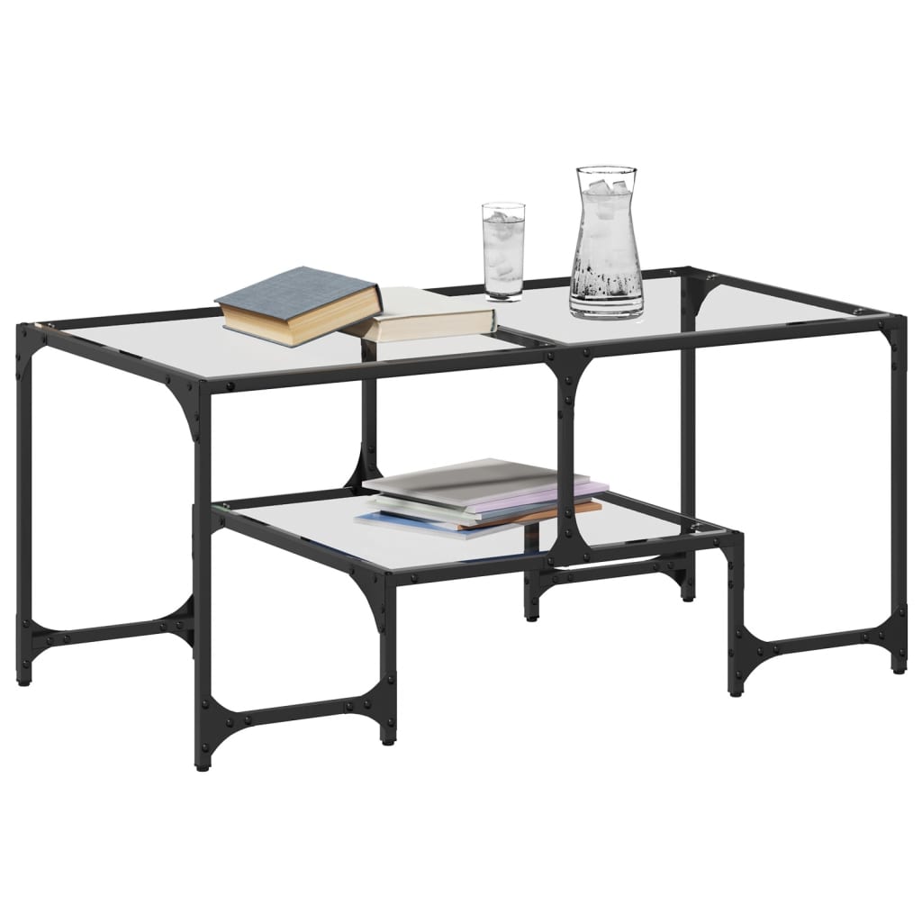 Table basse avec dessus en verre transparent 98,5x50x45cm acier Tables basses vidaXL   